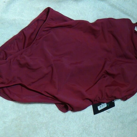 AQUA GREEN Women's Asymmetrical Shoulder One Piece Swimsuit Burgundy Small 4/6 - Picture 6 of 15